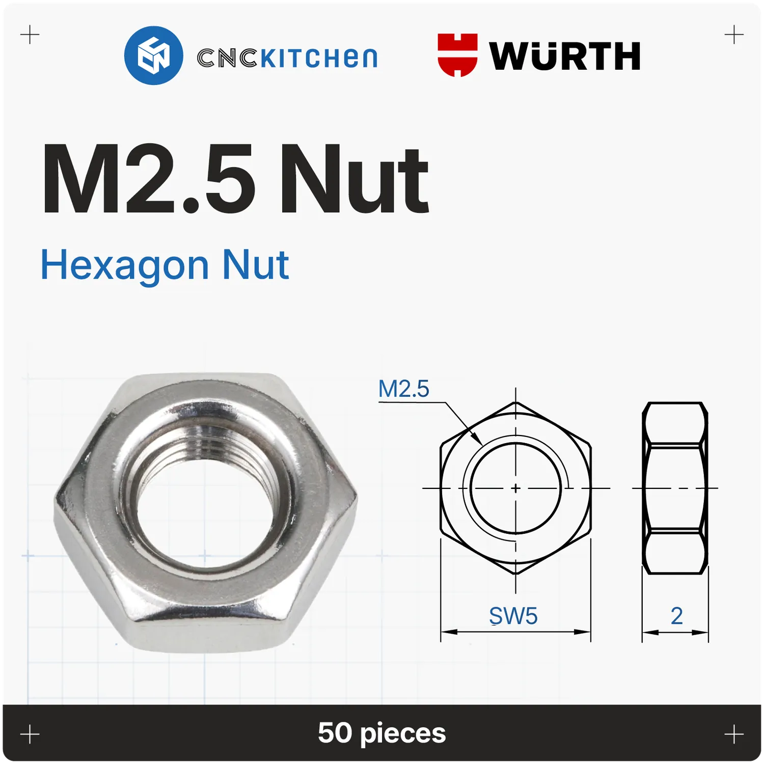 CNC Kitchen DIN 934 mutteri A2