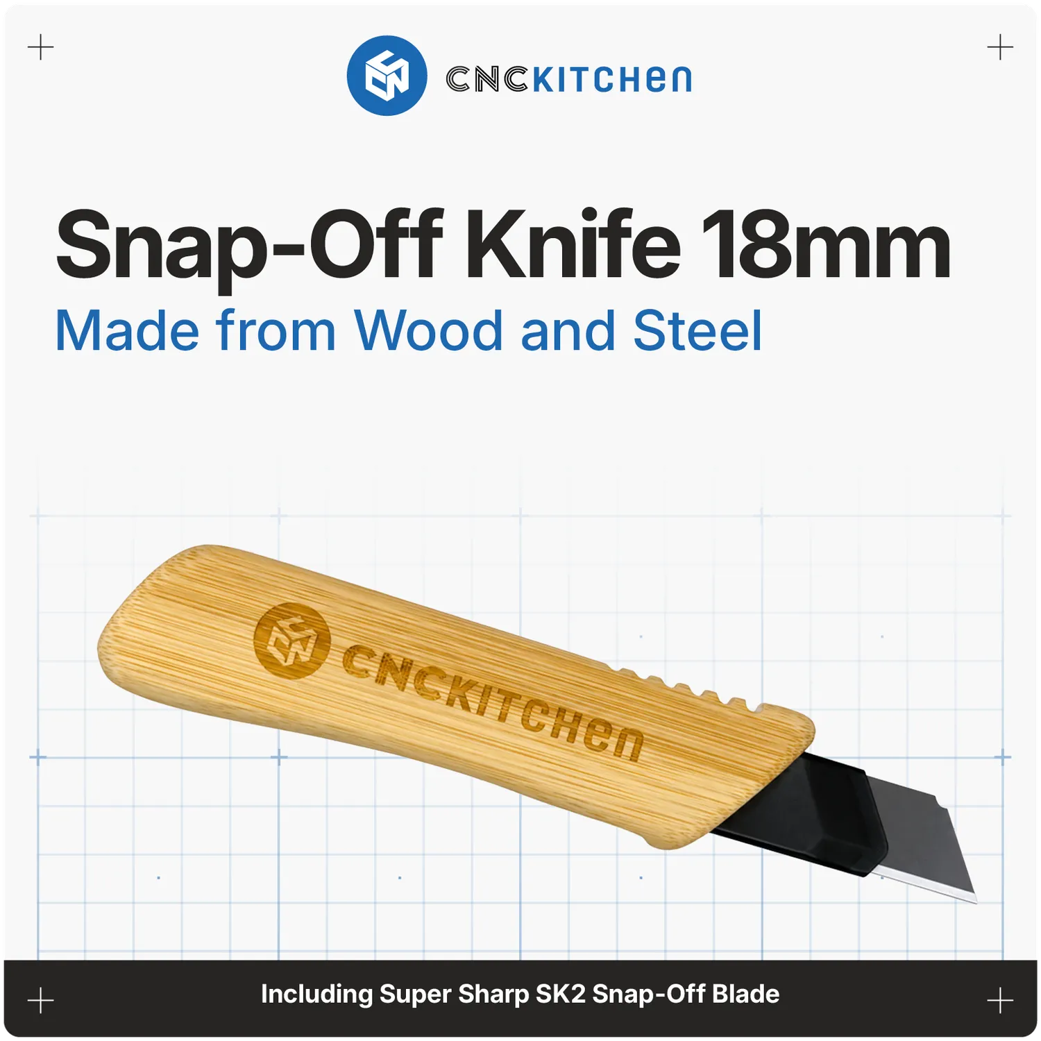 CNC Kitchen Snap-Off Blade Knife katkoteräveitsi puukahvalla
