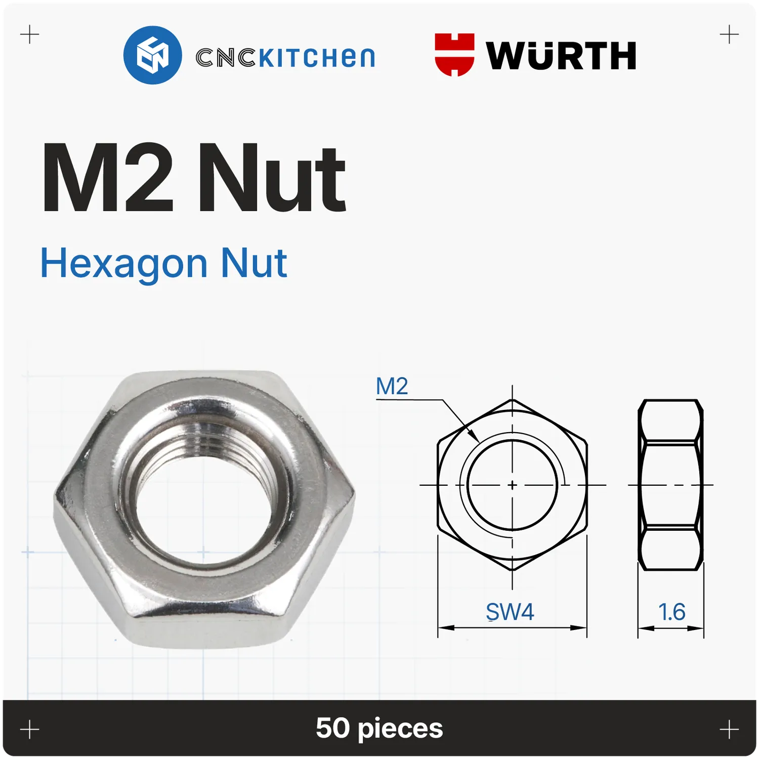 CNC Kitchen DIN 934 mutteri A2