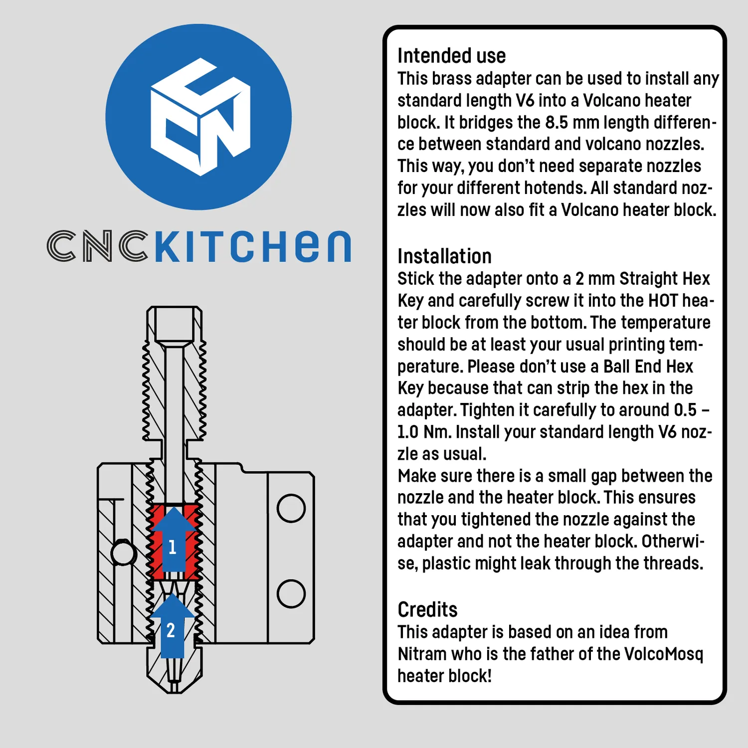 CNC Kitchen Volcano Adapter V3 suutinadapteri