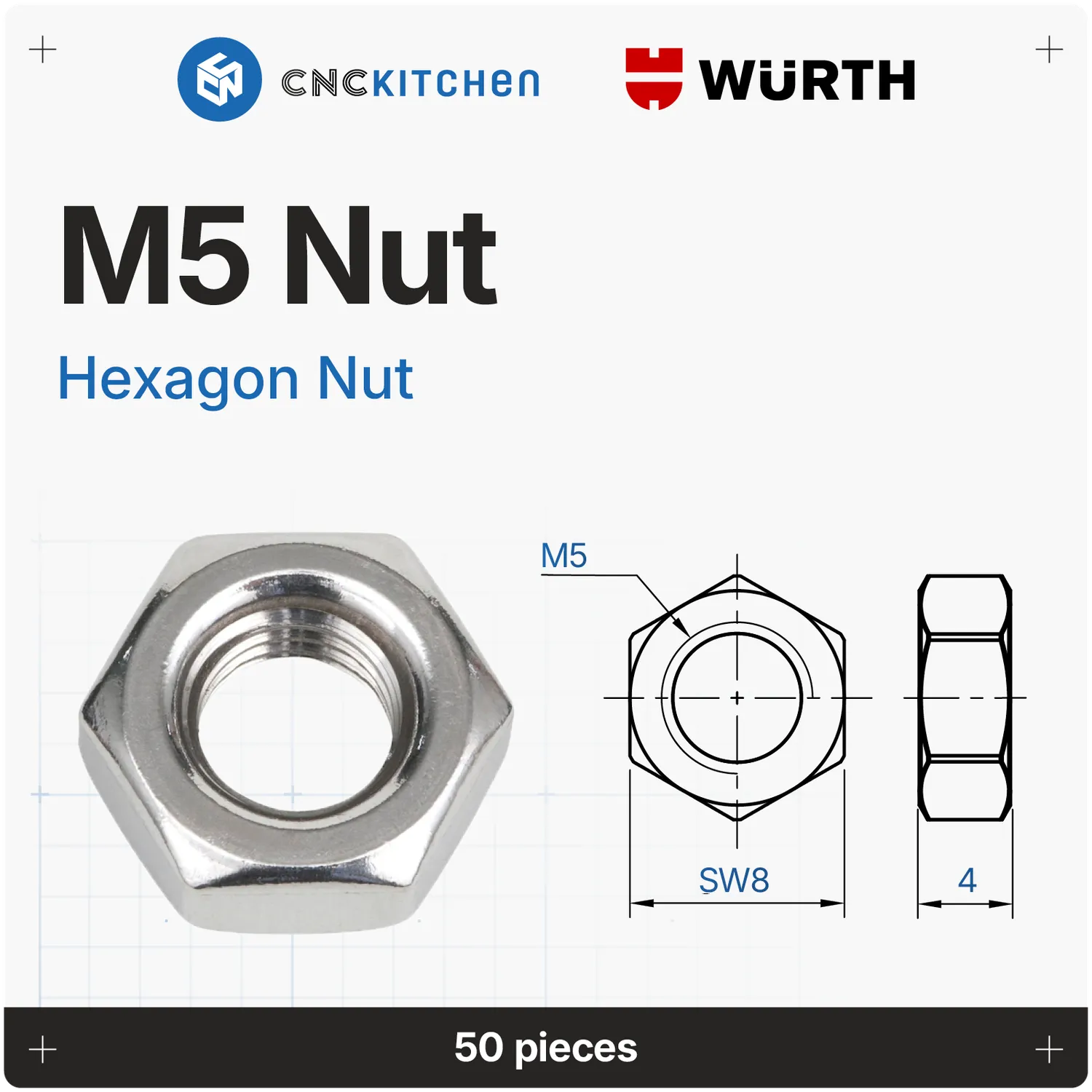 CNC Kitchen DIN 934 mutteri A2