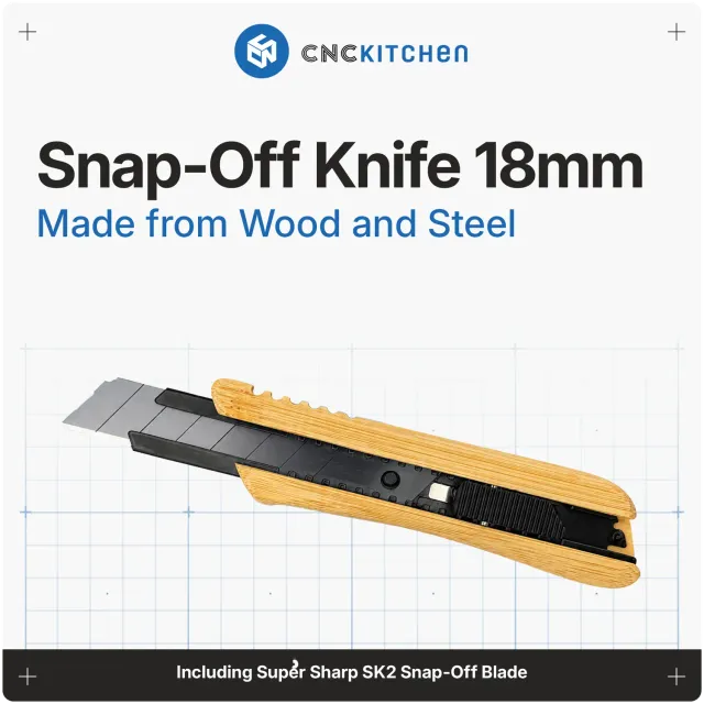 CNC Kitchen Snap-Off Blade Knife katkoteräveitsi puukahvalla